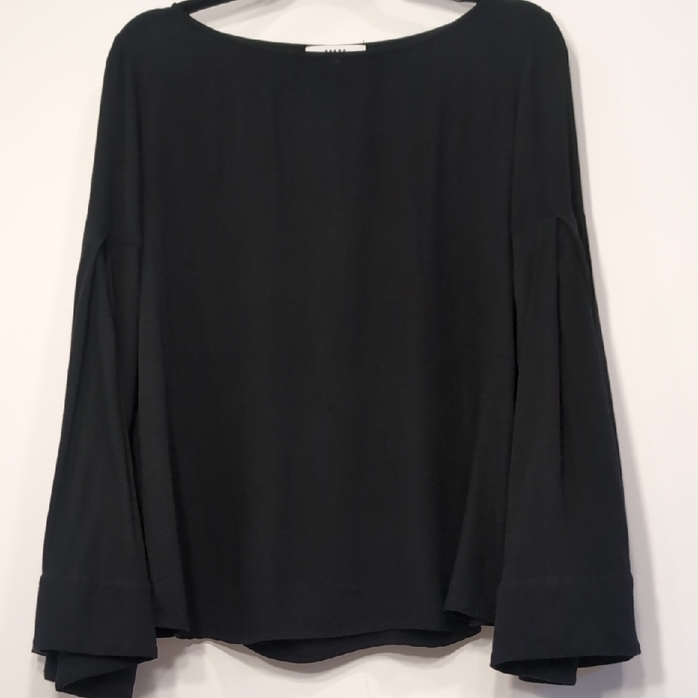 Anthropologie Ro & De | Black Long Bell Sleeve Bateau Blouse Whimsigoth Size M